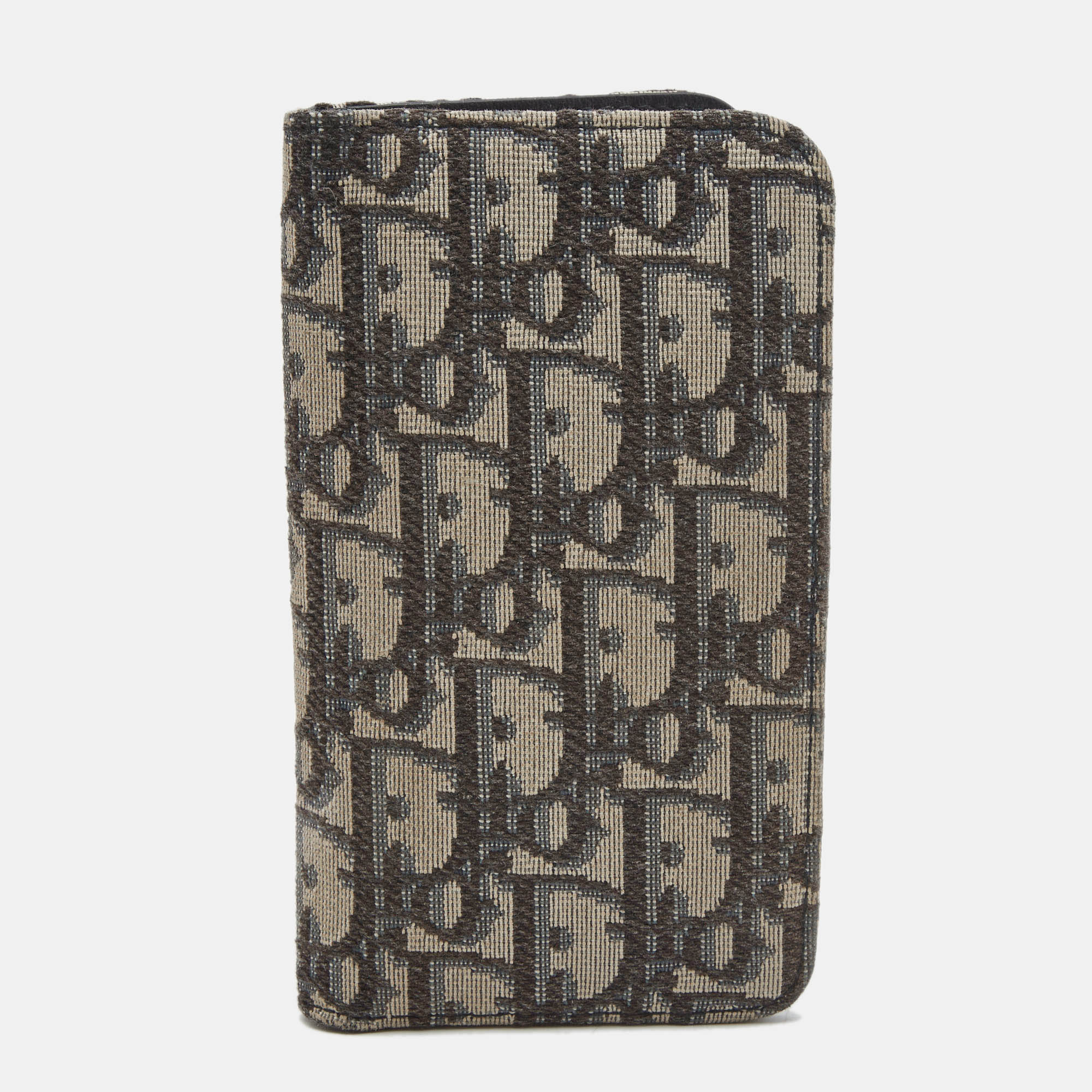 Dior Navy Blue/White Oblique Canvas Bifold Iphone Cover